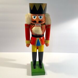 Vintage Erzgebirge King Nutcracker Traditional Wooden 14” Tall Handmade Germany